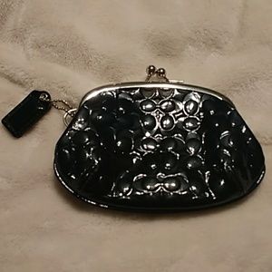 COACH BLACK PATTON LEATHER CHANGE PURSE WALLET